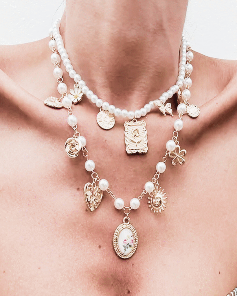 Pearl Charm Necklace Lunariyourshop 819x1024